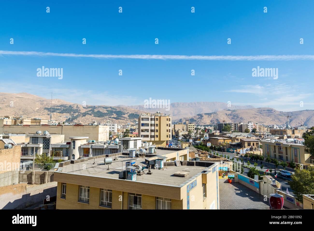 Rooftops of the modern building in the downtown of Shiraz city, Iran ...
