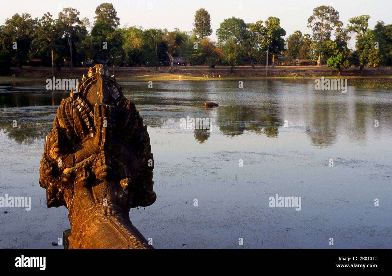 Cambodia: Srah Srang (Pool of Ablutions), Angkor.  Srah Srang (Pool of Ablutions) is a baray (reservoir) originally dug in the 10th century under the instruction of King Rajendravarman II. It was then remodelled in the 12th century by Jayavarman VII. Stock Photo