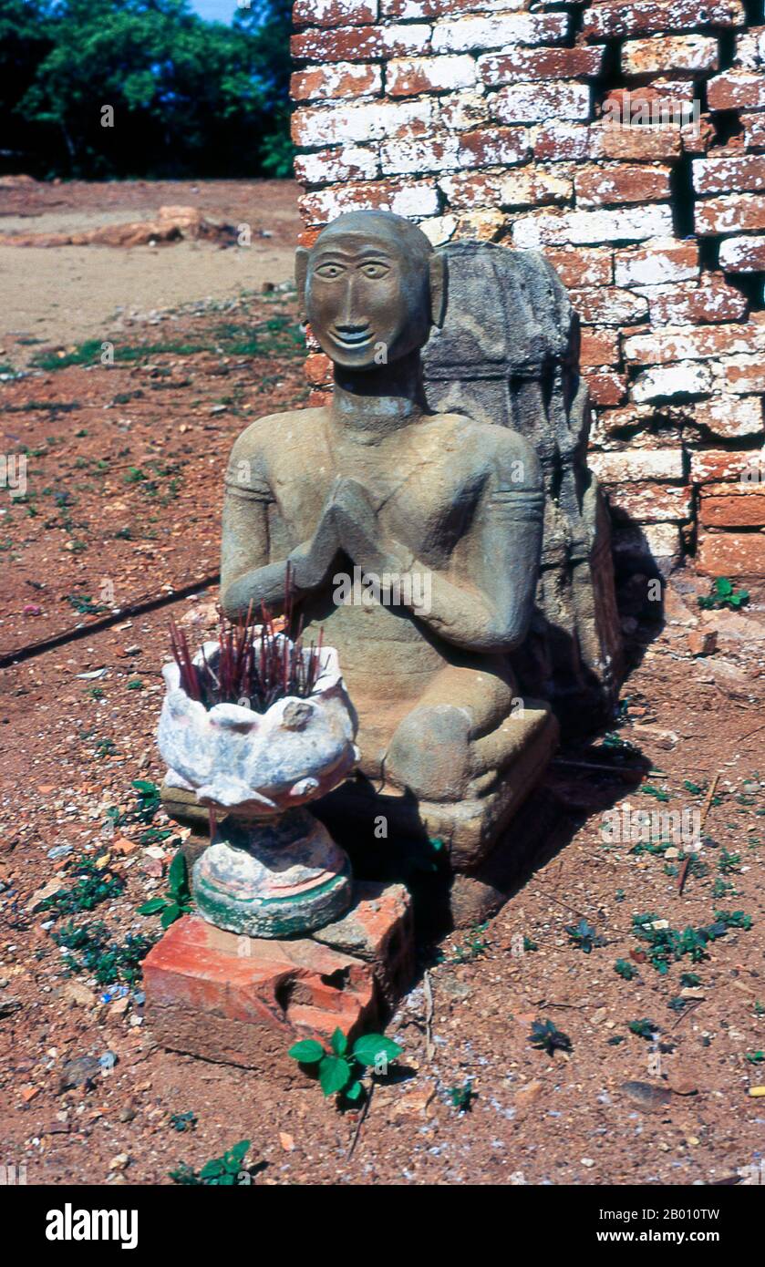 Cambodia: A rather primitive Buddha at Udong.  Oudong (Victorious) was the capital of Cambodia on several occasions between 1618 and 1866. On top of Phnom Udong (Udong Hill) stupas contain the ashes of King Monivong (r. 1927 - 1941), King Norodom (r. 1845 - 1859) and the 17th century ruler King Soriyopor. Stock Photo