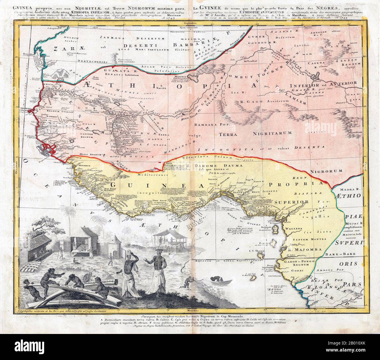 Africa: Map of the Guinea Coast by Johann Baptist Homann (1664-1724), Nuremberg, 1743. Stock Photo