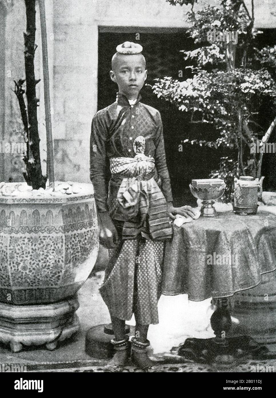 Thailand: King Chulalongkorn as a young prince, Siam. Photo by John Thomson (1837-1921), c. 1865.  King Chulalongkorn, Rama V (1853–1910) was the fifth monarch of Siam under the House of Chakri. He acceded to the throne at the age of 15 after the death of his father, King Mongkut, Rama IV. King Chulalongkorn is considered one of the greatest kings of Siam. His reign was characterized by the modernization of the country, including major governmental and social reforms. He is also credited with saving Siam from being colonized. Stock Photo