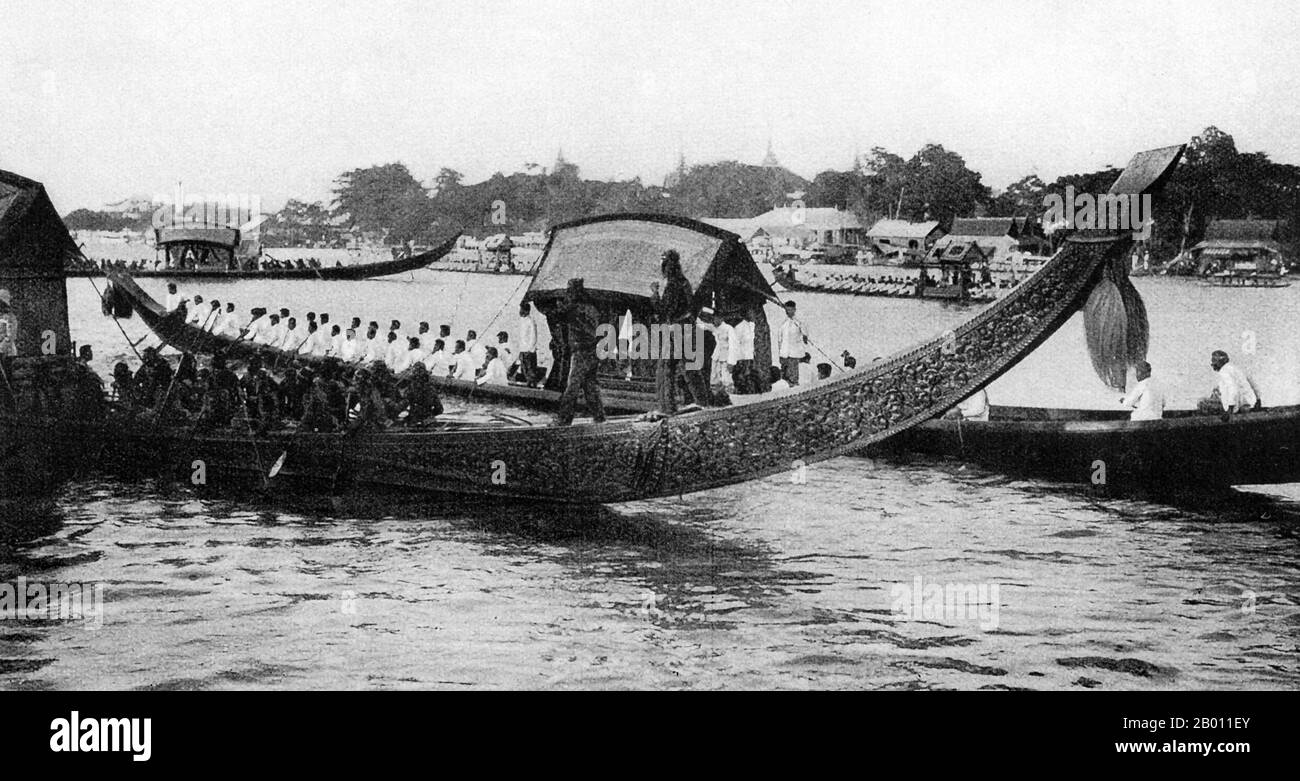 Thailand: Royal barges in Bangkok during the annual Kathin ceremony, late  19th century. Thot Kathin is an important annual ceremony for Buddhists in  Thailand and neighbouring countries. It takes place at the