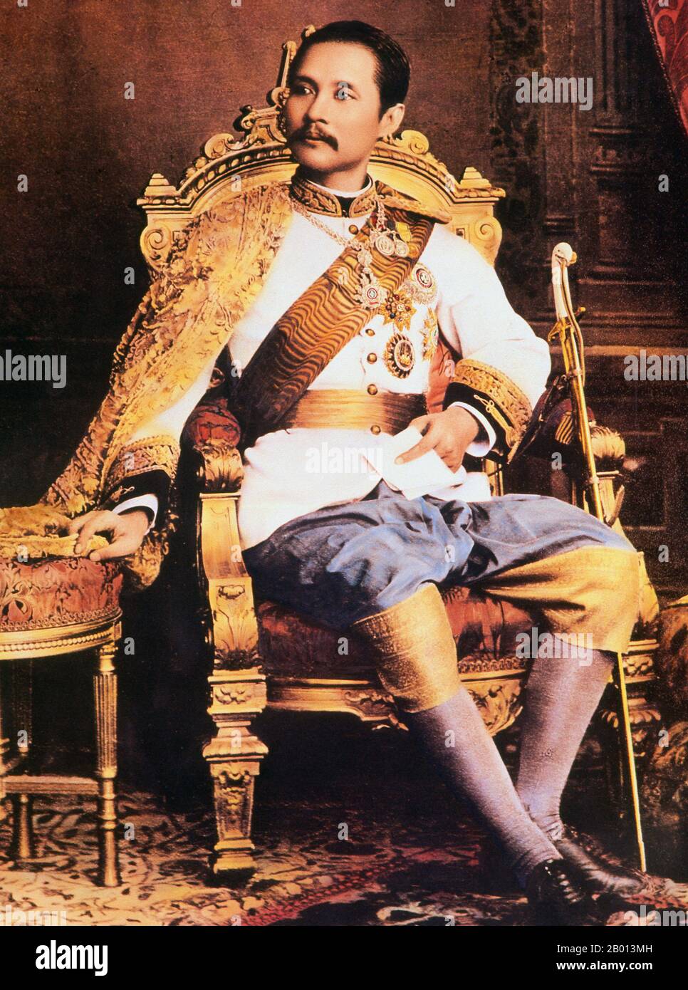 Thailand: King Rama V, Chulalongkorn (20 September 1853 – 23 October 1910), 5th monarch of the Chakri Dynasty, late 19th - early 20th century.  Phra Bat Somdet Phra Poramintharamaha Chulalongkorn Phra Chunla Chom Klao Chao Yu Hua, or Rama V was the fifth monarch of Siam under the House of Chakri. He is considered one of the greatest kings of Siam. His reign was characterised by the modernisation of Siam, immense government and social reforms, and territorial cessions to the British Empire and French Indochina, saving Siam from being colonised. Stock Photo