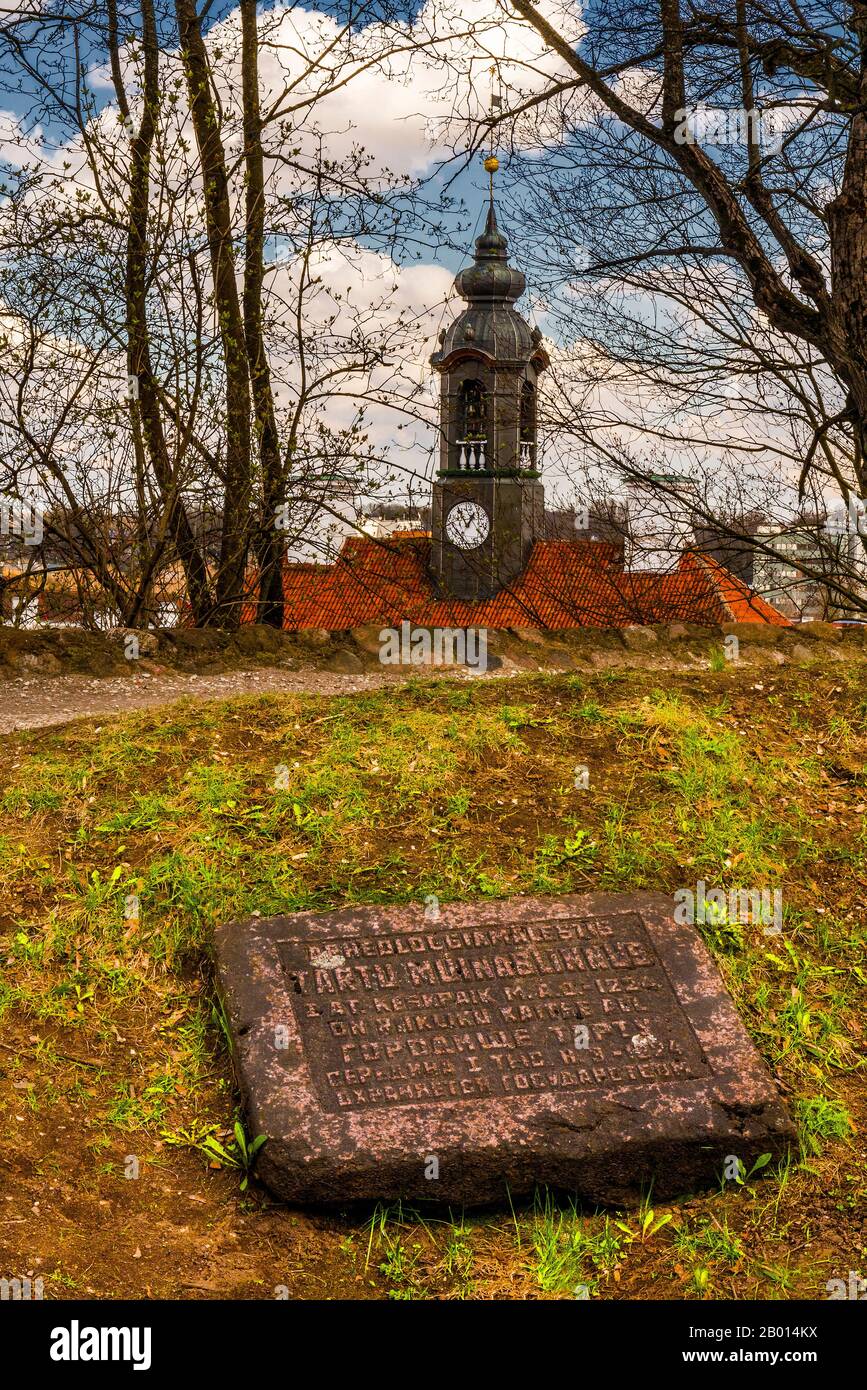 Guard stone of Tartu hillfort Stock Photo