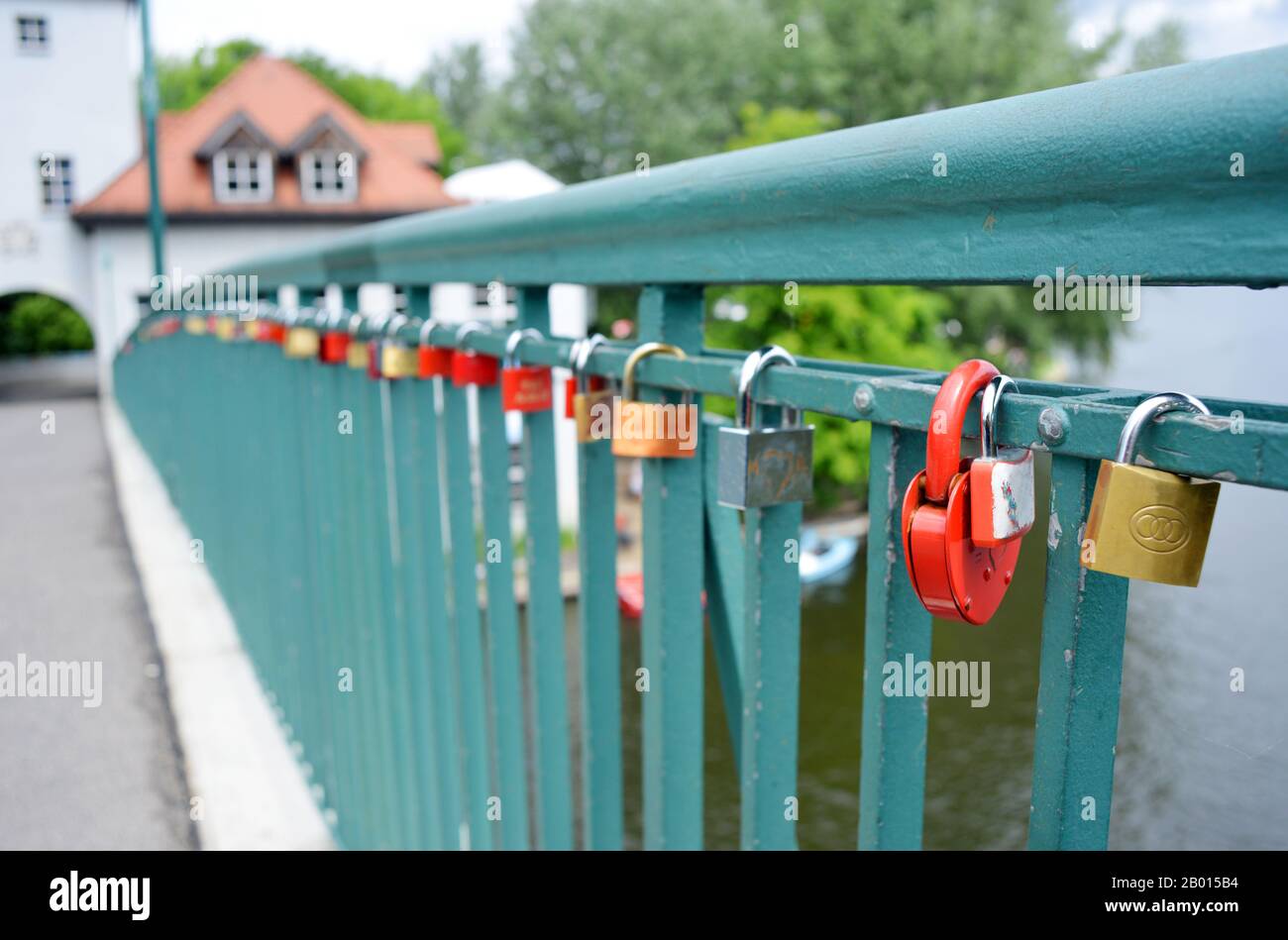 Berlin, Germany 06222014 colorful padlocks on a bridge Stock Photo