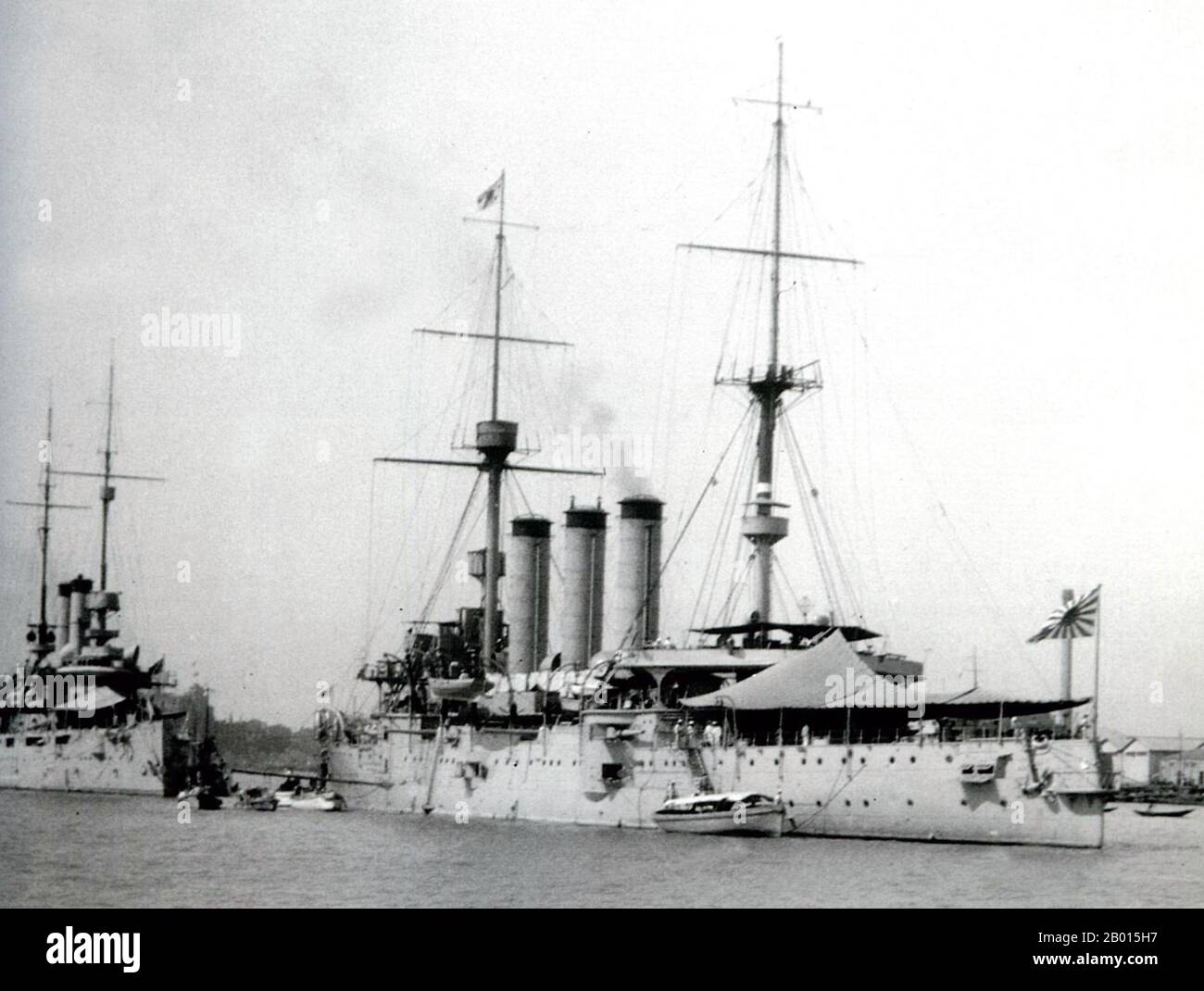 China: The Japanese armoured cruiser Izumo anchored in Shanghai, 1932.  The Izumo was an armored cruiser of the Imperial Japanese Navy. The Izumo was named after Izumo Province, an ancient province of Japan (corresponding to present-day Shimane Prefecture). The Izumo was used by Imperial Japan to intimidate and attack China and Shanghai. Stock Photo