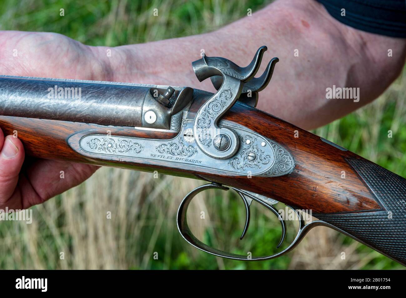 An 11-bore double barrel percussion shotgun by Birmingham, England, UK gun-maker  Westley Richards, manufactured in 1841 as a stock gun for their London  agent, William Bishop Stock Photo - Alamy