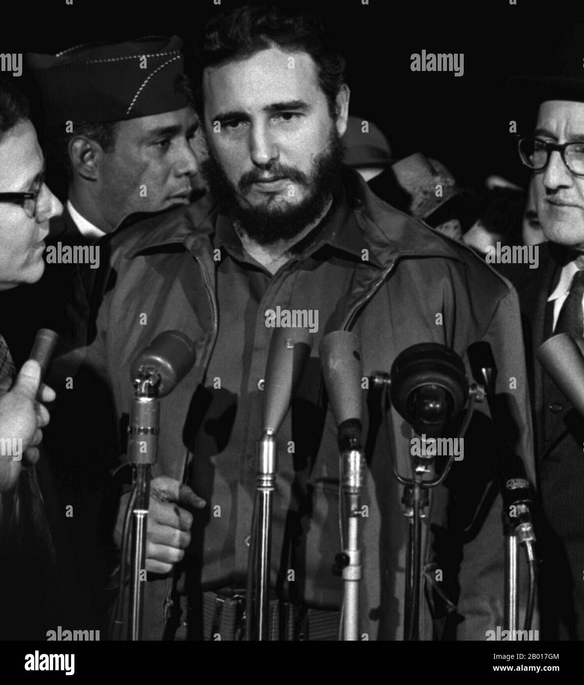 USA /Cuba: Fidel Castro arrives in Washington DC. Photo by Warren K. Leffler (1939 -), 15 April 1959 (Public Domain).  Fidel Alejandro Castro Ruz (13 August 1926 - 25 November 2016) was a Cuban political leader and former communist revolutionary. As the primary leader of the Cuban Revolution, Castro served as the Prime Minister of Cuba from February 1959 to December 1976, and then as the President of the Council of State of Cuba and the President of Council of Ministers of Cuba until his resignation from the office in February 2008. Stock Photo