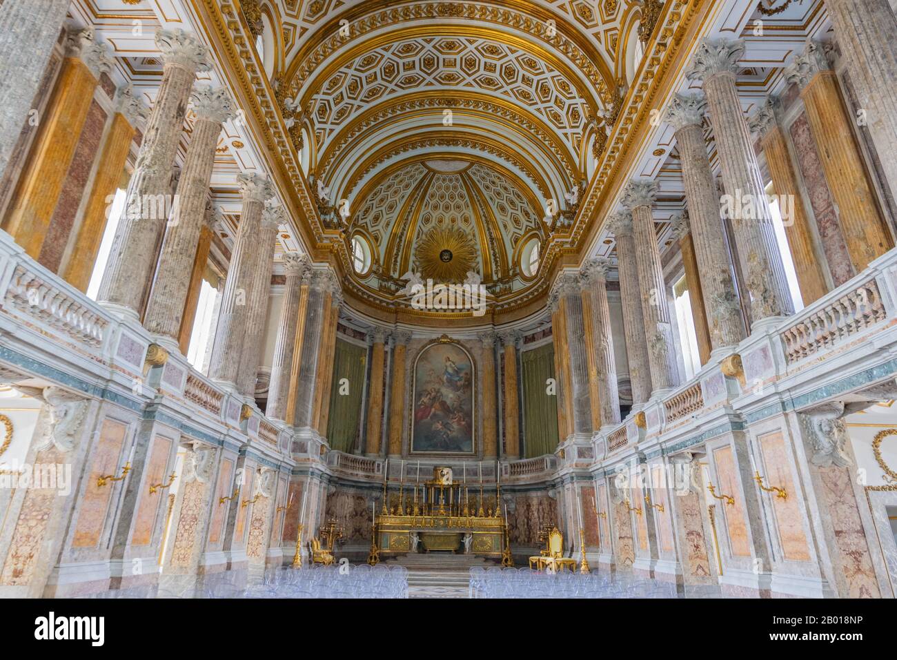 The Royal Palatine Chapel of the Bourbon Kings of Naples Royal Palace of Caserta, Italy. Stock Photo