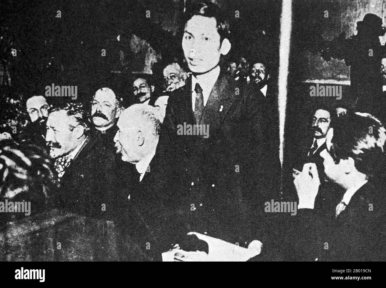 France/Vietnam: Ho Chi Minh (19 May 1890 - 3 September 1969) at French Socialist Party Congress, 1920.  Hồ Chí Minh, born Nguyễn Sinh Cung and also known as Nguyễn Ái Quốc was a Vietnamese Communist revolutionary leader who was prime minister (1946-1955) and president (1945-1969) of the Democratic Republic of Vietnam (North Vietnam). He formed the Democratic Republic of Vietnam and led the Viet Cong during the Vietnam War until his death. Stock Photo