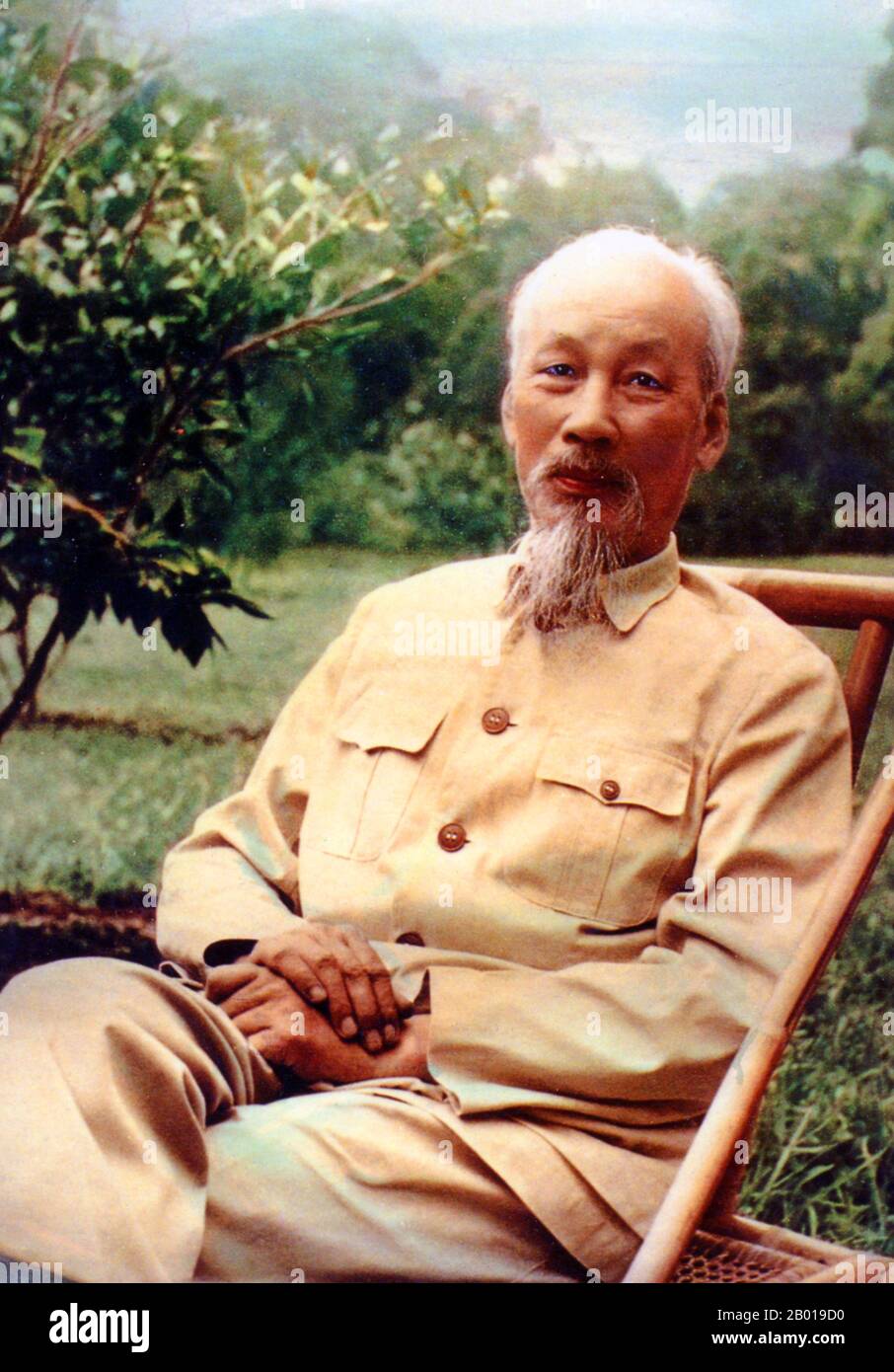 Vietnam: President Ho Chi Minh (19 May 1890 - 3 September 1969) in the garden of the Presidential Palace, Hanoi, c. 1956.  Hồ Chí Minh, born Nguyễn Sinh Cung and also known as Nguyễn Ái Quốc was a Vietnamese Communist revolutionary leader who was prime minister (1946-1955) and president (1945-1969) of the Democratic Republic of Vietnam (North Vietnam). He formed the Democratic Republic of Vietnam and led the Viet Cong during the Vietnam War until his death. Stock Photo