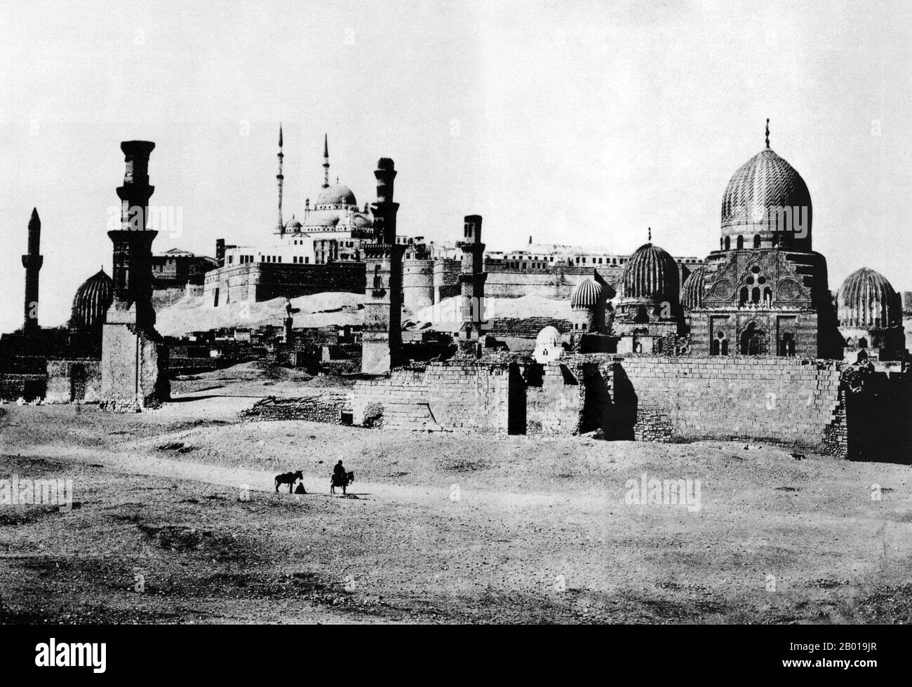 Egypt: Cairo, photographed by Francis Frith (31 October 1822 - 25 February 1898), 1856.  Francis Frith, also spelled Frances Frith, was an English photographer of the Middle East and many towns in the United Kingdom. In 1850, he started a photographic studio known as Frith & Hayward in Liverpool. A successful grocer, and later, printer, Frith fostered an interest in photography, becoming a founding member of the Liverpool Photographic Society in 1853. He journeyed to the Middle East on three occasions, the first of which was a trip to Egypt in 1856. Stock Photo