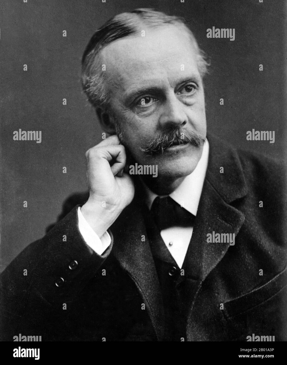 Scotland/UK: Arthur James Balfour, 1st Earl of Balfour (25 July 1848 - 19 March 1930), 1902.  Arthur James Balfour, 1st Earl of Balfour, was a British Conservative politician and statesman. He served as the Prime Minister of the United Kingdom from July 1902 to December 1905, and as Leader of the Conservative Party from his appointment as Prime Minister to November 1911. He was a Member of Parliament from 1874 to 1922 and served as Foreign Secretary in David Lloyd George's coalition government of 1916-1919. Stock Photo