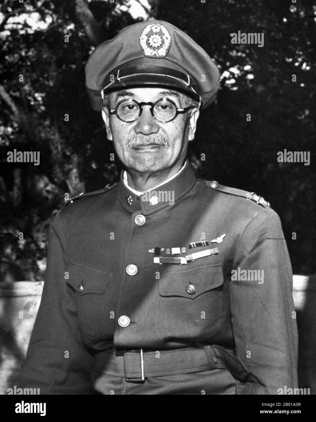 China: Yan Xishan (8 October 1883 - 22 July 1960), Warlord of Shanxi Province (r. 1911-1949), 1947.  Yan Xishan, (Wade–Giles: Yen Hsi-shan) was a Chinese warlord who served in the government of the Republic of China. Yan effectively controlled the province of Shanxi from the 1911 Xinhai Revolution to the 1949 Communist victory. As the leader of a relatively small, poor, remote province, Yan Xishan survived the machinations of Yuan Shikai, the Warlord Era, the Nationalist Era, the Japanese invasion of China and the Chinese Civil War. He was only forced out of office when the Nationalists lost. Stock Photo