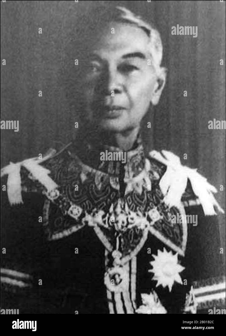 Thailand: Mom Rajawongse Seni Pramoj (26 May 1905 - 28 July 1997), Prime Minister of Thailand (r. 1945-1946; 15 February 1975 - 13 March 1975; 20 April 1976 - 6 October 1976), c. 1960s.  Mom Rajawongse Seni Pramoj was Prime Minister three times and a politician in the Democrat Party. A member of the Thai royal family, he was a descendant of King Rama II.  Seni's final term was a time of crisis in the nation. A rightwing backlash against leftist student demonstrators culminated in the Thammasat University massacre on 6 October 1976, and the military forced him out of office. Stock Photo