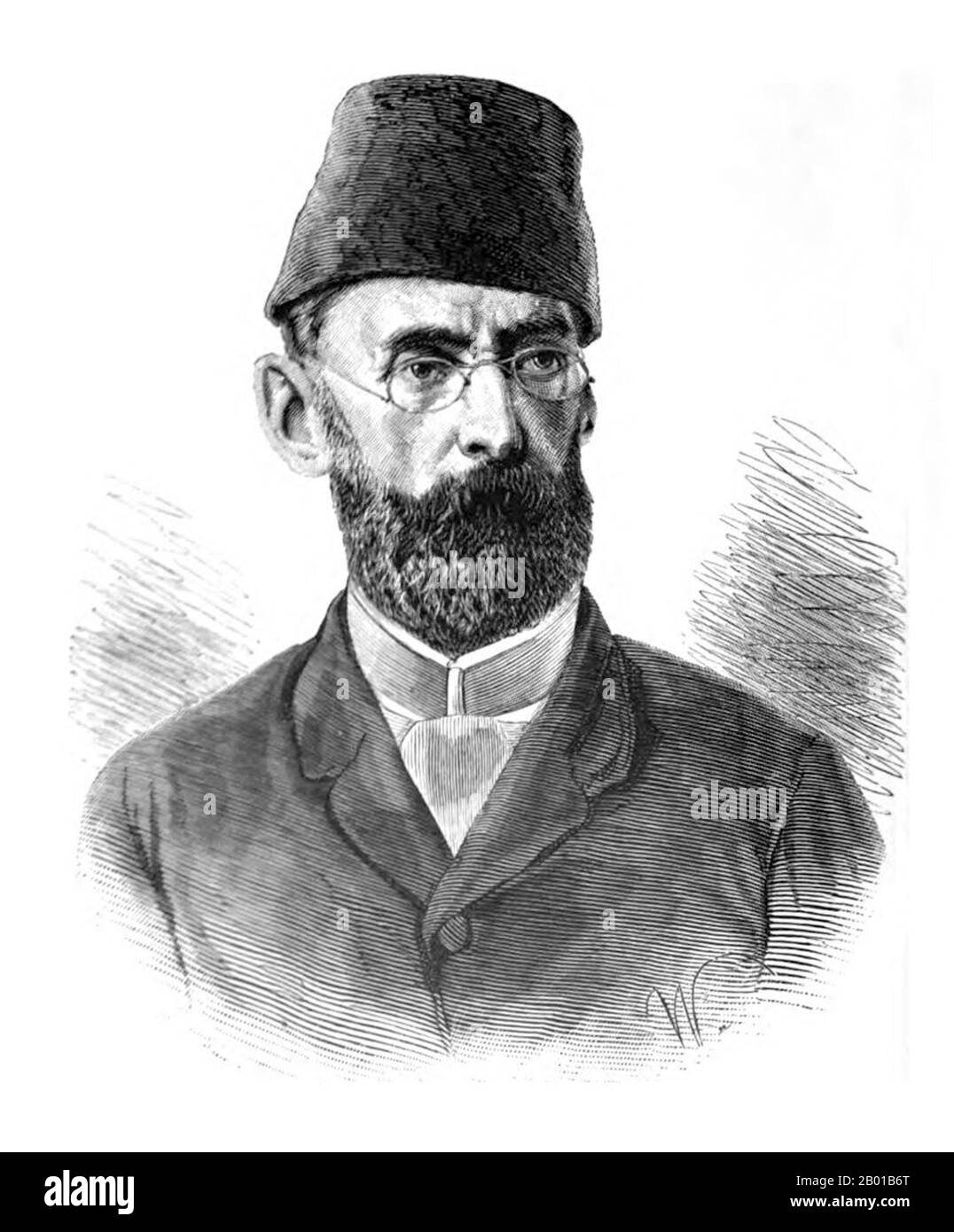 South Sudan: Mehmet Emin Pasha (28 March 1840 - 23 October 1892), physician, naturalist and governor of Equatoria. Portrait, 1892.  Mehmet Emin Pasha, born Isaak Eduard Schnitzer, was an Ottoman physician of German Jewish origin, who served as governor of the Egyptian province of Equatoria (modern southern South Sudan).  Emin Pasha was appointed as governor of Equatoria by the Khedive of Egypt in 1878. The Mahdist War that began in 1881 cut Equatoria off from the outside world by 1883. Emin was rescued by Henry Morton Stanley and the Emin Pasha Relief Expedition in 1888. Stock Photo
