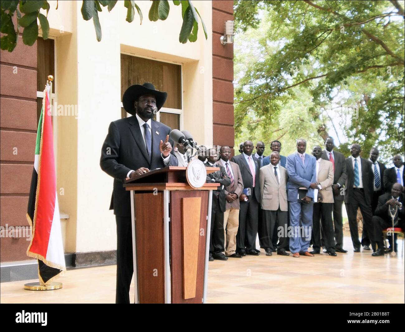 South Sudan: Salva Kiir Mayardit (13 September 1951 -), President of South Sudan, 2011.  Salva Kiir Mayardit is a Dinka, though of a different clan than former South Sudan president John Garang. In the late 1960s, Kiir joined the Anyanya in the First Sudanese Civil War. By the time of the 1972 Addis Ababa Agreement, he was a low-ranking officer. In 1983, when Garang joined an army mutiny he had been sent to put down, Kiir and other Southern leaders joined the rebel Sudan People's Liberation Movement (SPLM) in the second civil war. Kiir eventually rose to head the SPLA's military wing. Stock Photo