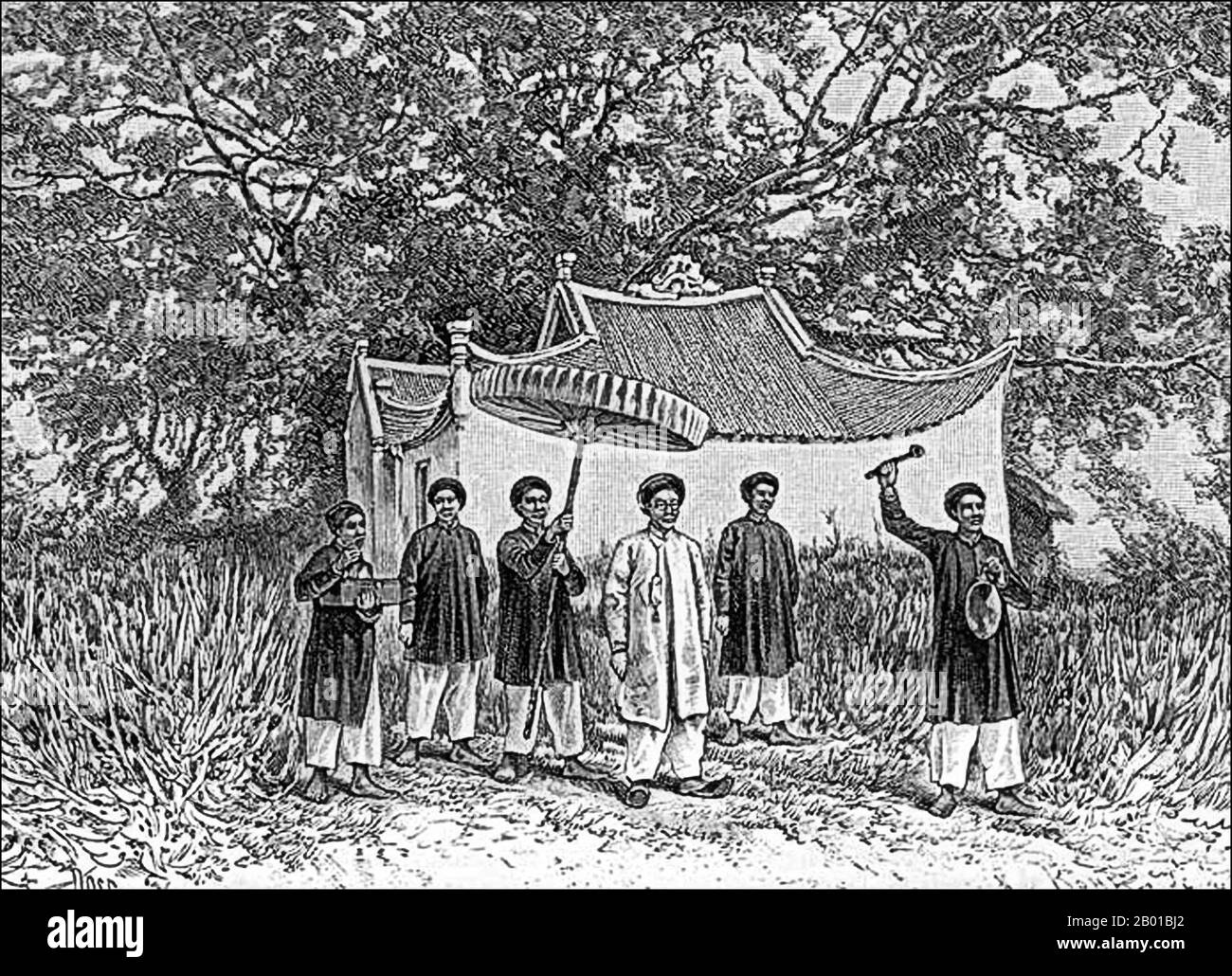 Vietnam: The Vietnamese prefect of Phu Doan. Engraving, 1884.  The Tonkin Campaign (French: Campagne du Tonkin) was an armed conflict fought between June 1883 and April 1886 by the French against, variously, the Vietnamese, Liu Yongfu's Black Flag Army and the Chinese Guangxi and Yunnan armies to occupy Tonkin (northern Vietnam) and entrench a French protectorate there. Stock Photo