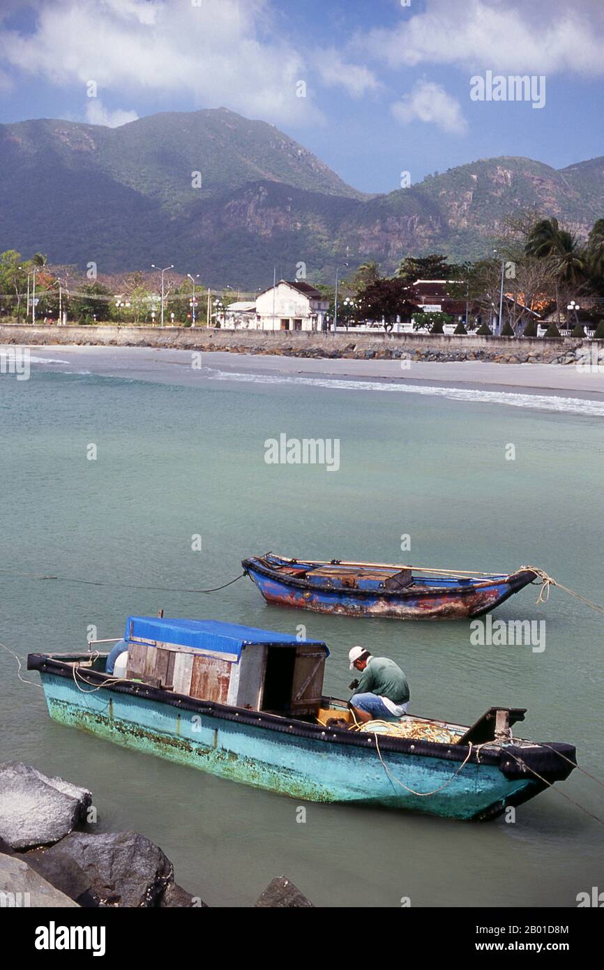 Vietnam Fisherman and boat, Con Son Island, Con Dao National Park, Con Dao Archipelago. The Con