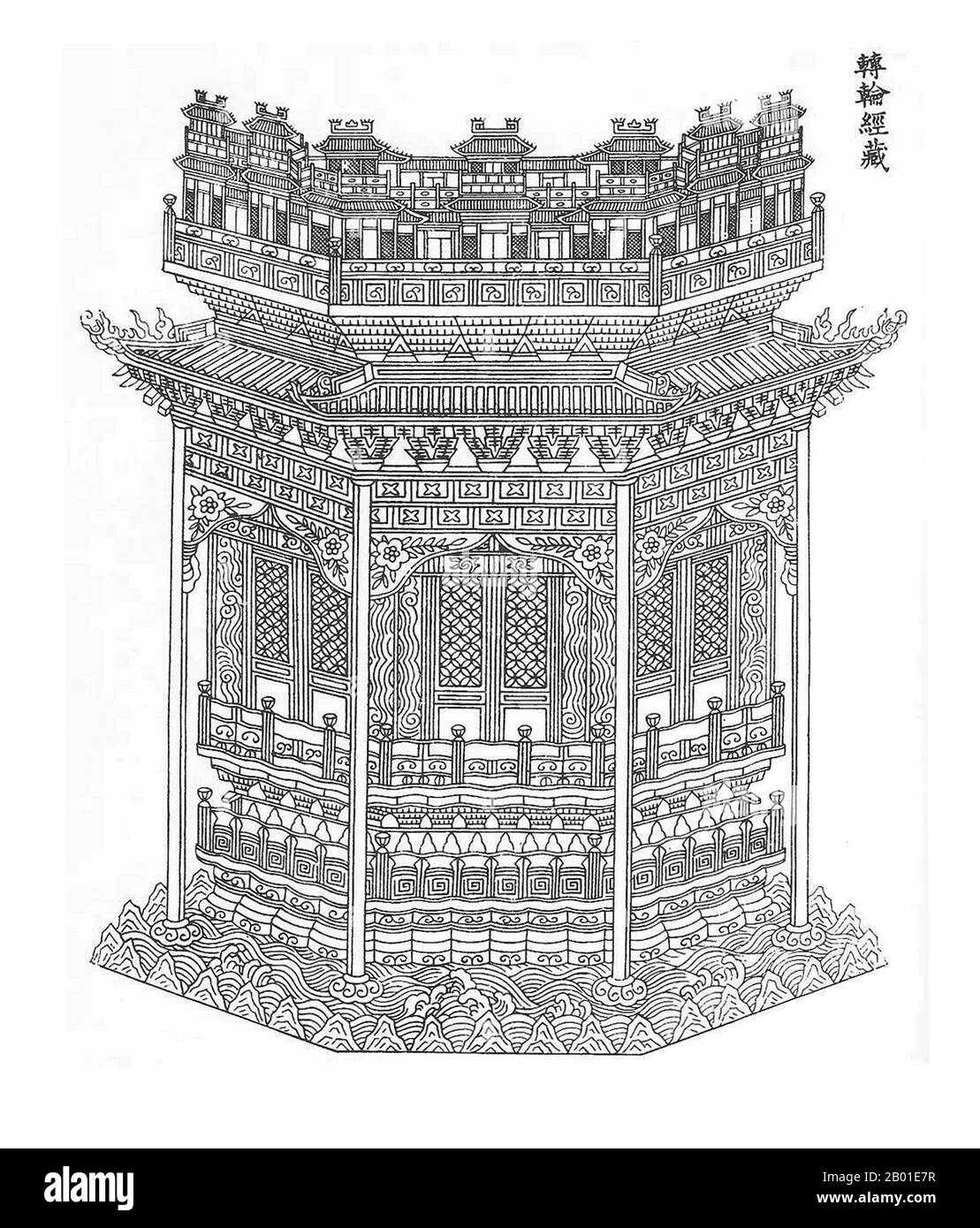 China: The 'Buddhist Ark' used to contain scriptures at the Kaifeng Synagogue. Drawing by Lie Jie (1065-1110) from his architectural treatise 'Yingzao Fashi', 1103 CE.  The Kaifeng Jews are members of a small Jewish community that has existed in Kaifeng, in the Henan province of China, for hundreds of years.  Jews in modern China have traditionally called themselves Youtai (from Judah) in Mandarin Chinese which is also the predominant contemporary Chinese language term for Jews in general. However, the community was known by their Han Chinese neighbors as adherents of Tiaojinjiao. Stock Photo