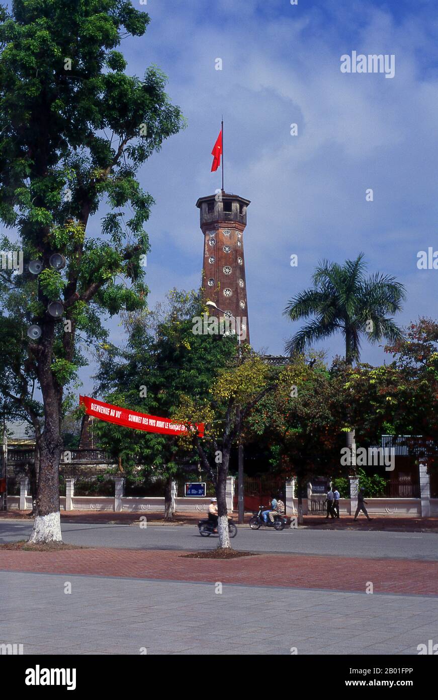 Vietnam: Cot Co, or the Flag Tower, in the grounds of the Military History Museum, Hanoi.  The hexagonal Cot Co Flag Tower was rebuilt by Emperor Gia Long of the Nguyen Dynasty in 1803 as a symbol of Nguyen power in the north. The tower is an important symbol of both Hanoi and the Vietnamese armed forces. Stock Photo