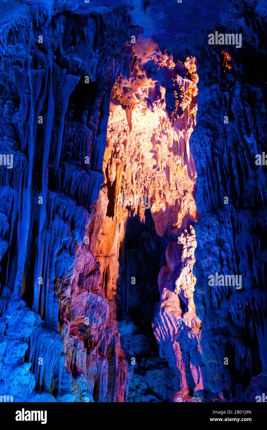 China: Reed Flute Cave, Guilin, Guangxi Province. Reed Flute Cave takes ...