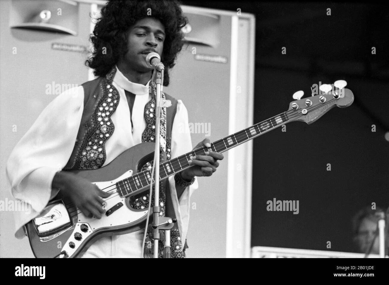 The group Sly and the Family Stone during the famous Isle of Wight festival in 1970, it is estimated that between 600 and 700,000 people attended. Saturday 29 August 1970 Stock Photo
