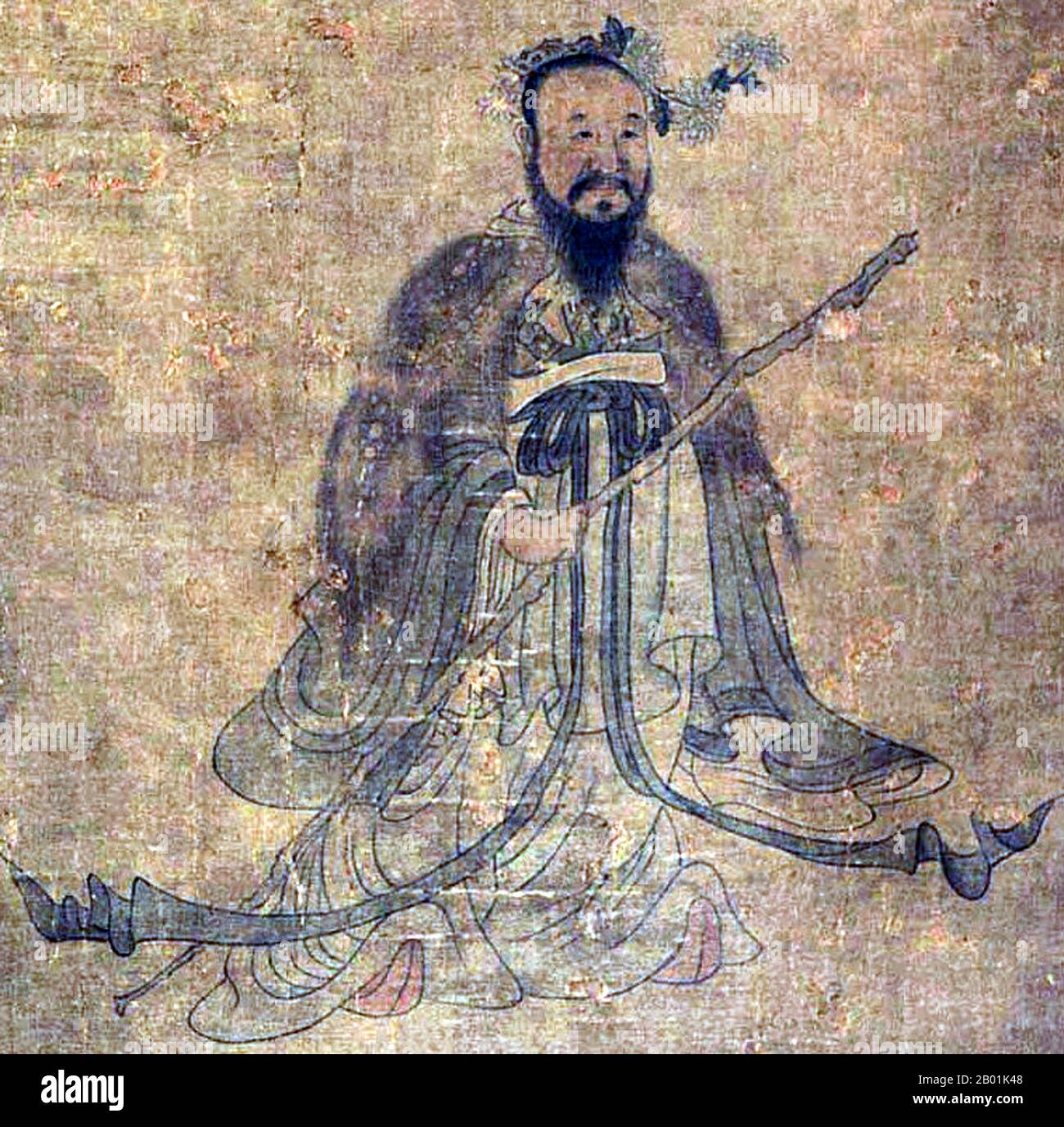 China: The Warring States period poet Qu Yuan (339-278 BCE). Handscroll portrait by Chen Hongshou (1598-1652), early 17th century.  Qu Yuan was a Chinese poet who lived during the Warring States Period in ancient China. He is famous for his contributions to the poetry collection known as the Chu-ci (also known as Songs of the South or Songs of Chu). The Chuci together with the Shi Jing are the two great collections of ancient Chinese verse.  Historical details about Qu Yuan's life are few, and his authorship of many Chu-ci poems have been questioned at length. Stock Photo