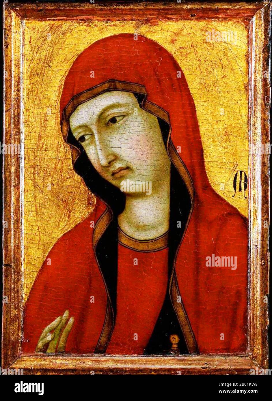 Italy: 'St. Mary Magdalen'. Tempera on panel painting by Ugolino di Nerio (c. 1280-1349), c. 1320.  Mary Magdalene was one of Jesus' most celebrated disciples, and the most important woman disciple in the movement of Jesus. Jesus cleansed her of 'seven demons', [Luke 8:2] [Mark 16:9] conventionally interpreted as referring to complex illnesses. She became most prominent during his last days, being present at the cross after the male disciples (excepting John the Beloved) had fled, and at his burial. She was the first person to see Jesus after his Resurrection. Stock Photo