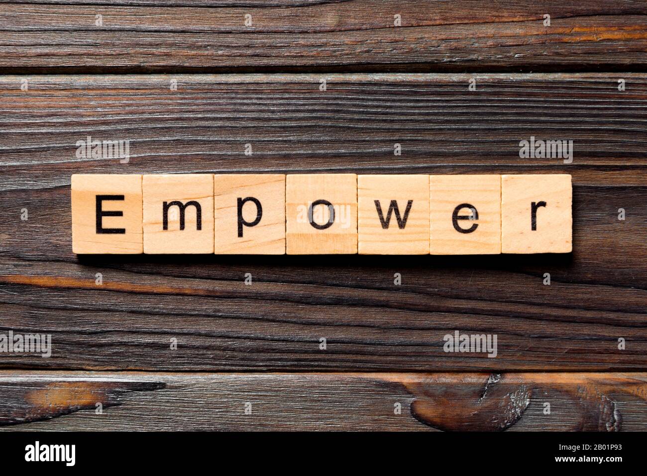 empower word written on wood block. empower text on table, concept. Stock Photo