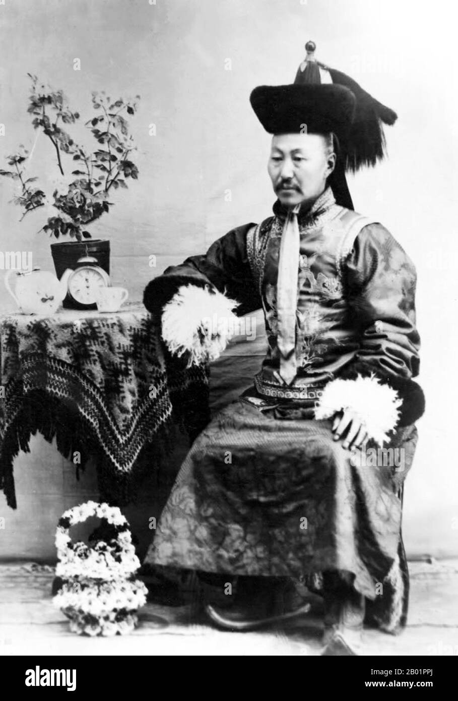 Mongolia: Togtokh Taij (13 May 1864 - April 1922),  Inner Mongolian Gorlos chief and a leader of the Mongolian Revolution of 1911.                                         The Mongolian Revolution of 1911 occurred when the region of Outer Mongolia declared its independence from Qing Dynasty China during the Xinhai Revolution. A combination of factors led many in China to be unhappy with the government. When a new program to settle Mongolia with ethnic Han and assimilate the natives was unveiled, it was met with resistance that resulted in a relatively bloodless separation from the Qing Empire. Stock Photo