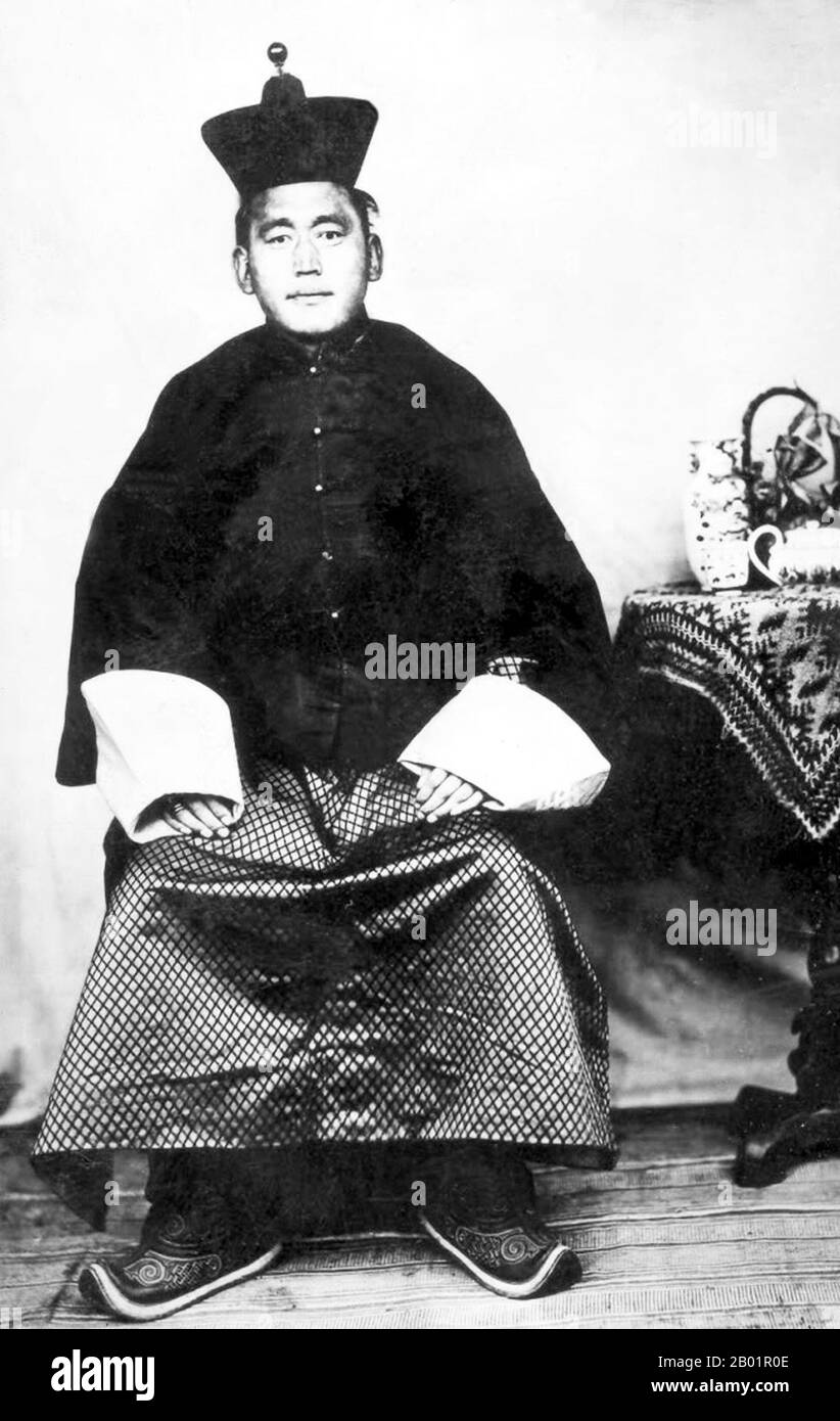 Mongolia: Erdene Jun Wang Namsray (1876 - c. 1925), Mongolian politician and independence activist, c. 1910s.  Erdene Jun Wang Namsray was a Mongolian politician and 'Taiji' (nobleman) from the Tuxie Tuhan Tribe. Her served as Minister of Justice under Bogd Khan, and was thrown in prison for a time by the Qing government ruling in Outer Mongolia. When Mongolia declared its independence after the Mongolian Revolution of 1921, he became the first deputy prime minister, though there are few records of him afterwards. Stock Photo