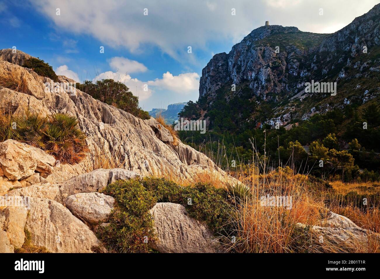 landscape at Mirador Es Colomer, Spain, Balearic Islands, Majorca, Formentor Stock Photo