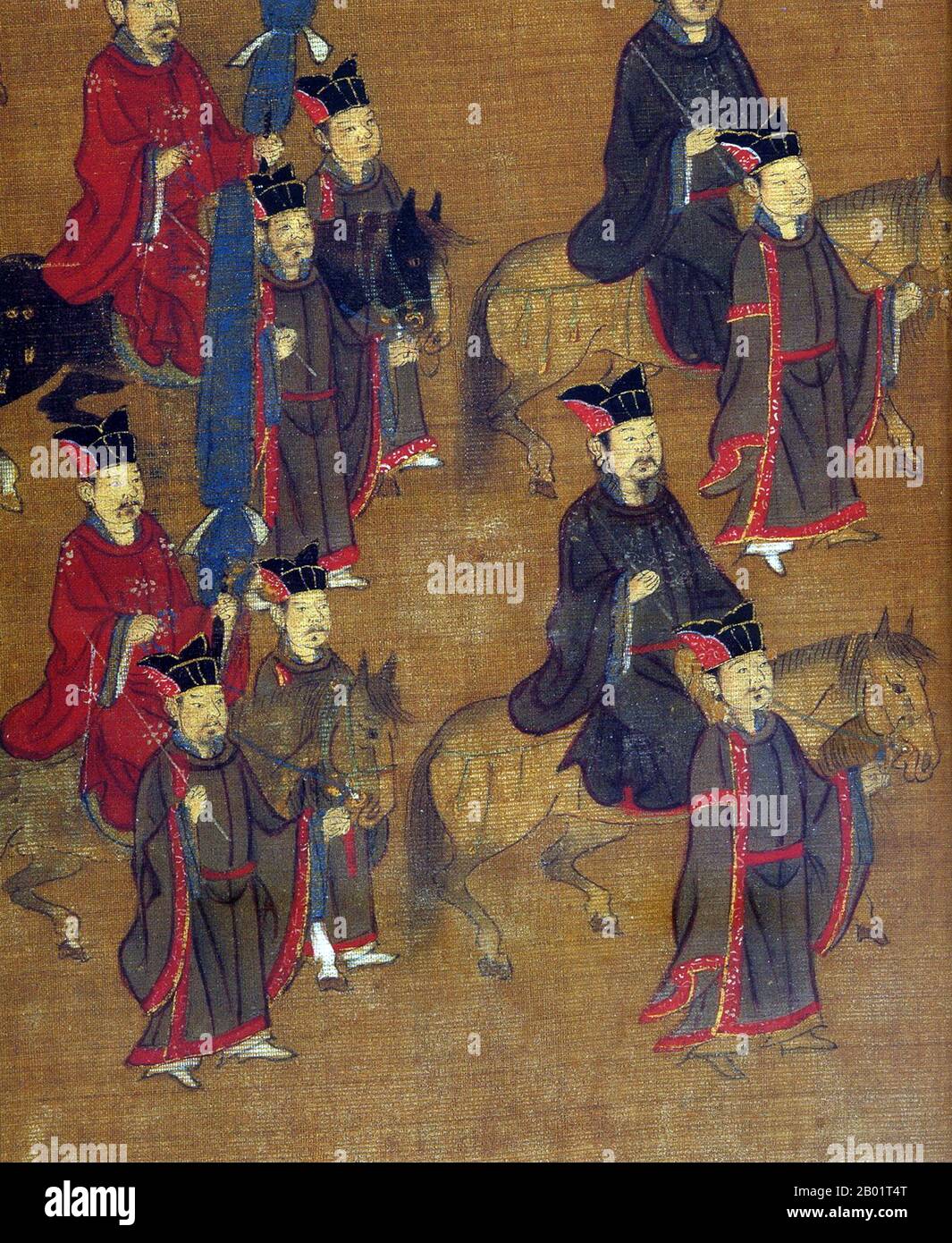 The Song Dynasty (960–1279) was an imperial dynasty of China that succeeded the Five Dynasties and Ten Kingdoms Period (907–960) and preceded the Yuan Dynasty (1271–1368), which conquered the Song in 1279. Its conventional division into the Northern Song (960–1127) and Southern Song (1127–1279) periods marks the conquest of northern China by the Jin Dynasty (1115–1234) in 1127. It also distinguishes the subsequent shift of the Song's capital city from Bianjing (modern Kaifeng) in the north to Lin'an (modern Hangzhou) in the south. Stock Photo