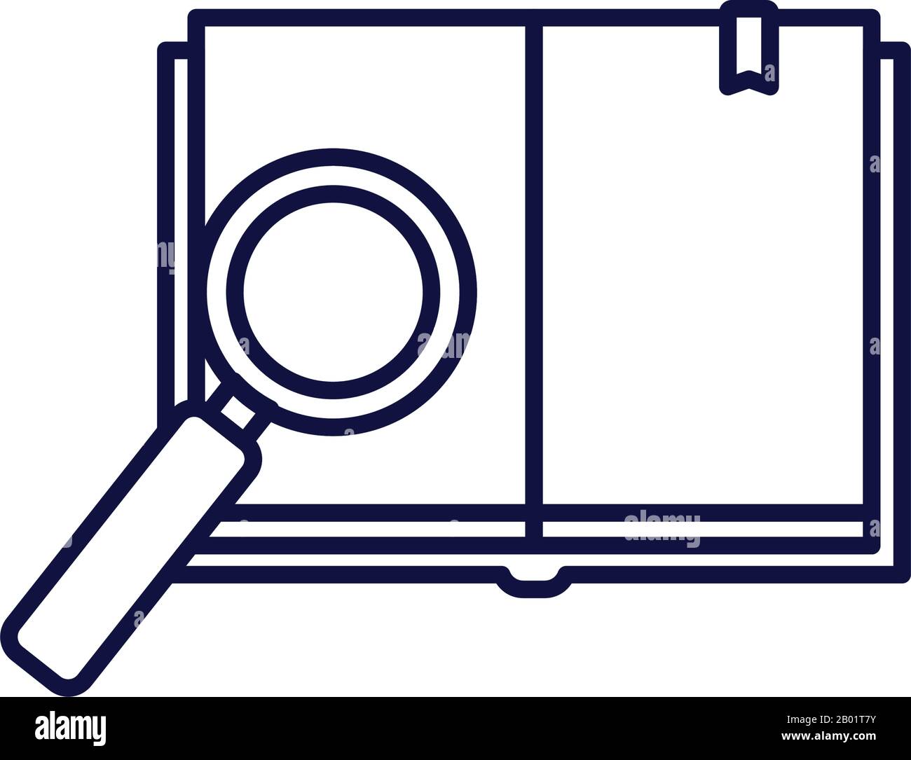 Open book and lupe line style icon design, Education literature read ...