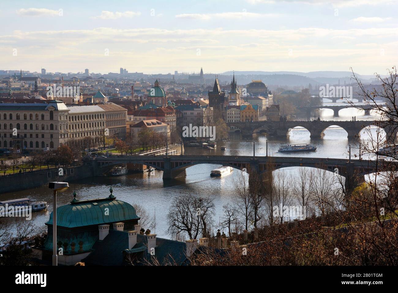 Prague, Czech Republic - city scape with bridges over river Moldau Stock Photo