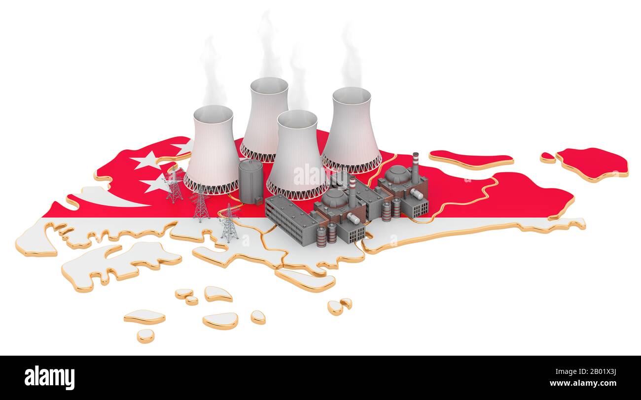 Nuclear power stations in Singapore, 3D rendering isolated on white background Stock Photo