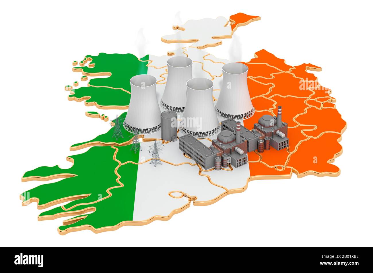 Nuclear power stations in Ireland, 3D rendering isolated on white background Stock Photo Alamy