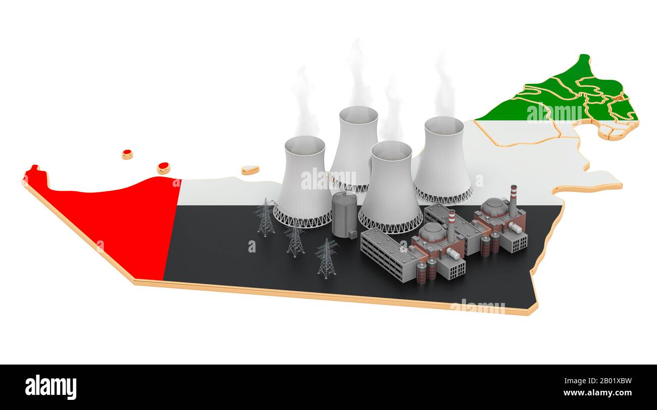 Nuclear power stations in the United Arab Emirates, 3D rendering ...