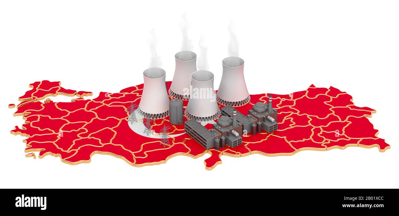 Nuclear power stations in Turkey, 3D rendering isolated on white background Stock Photo