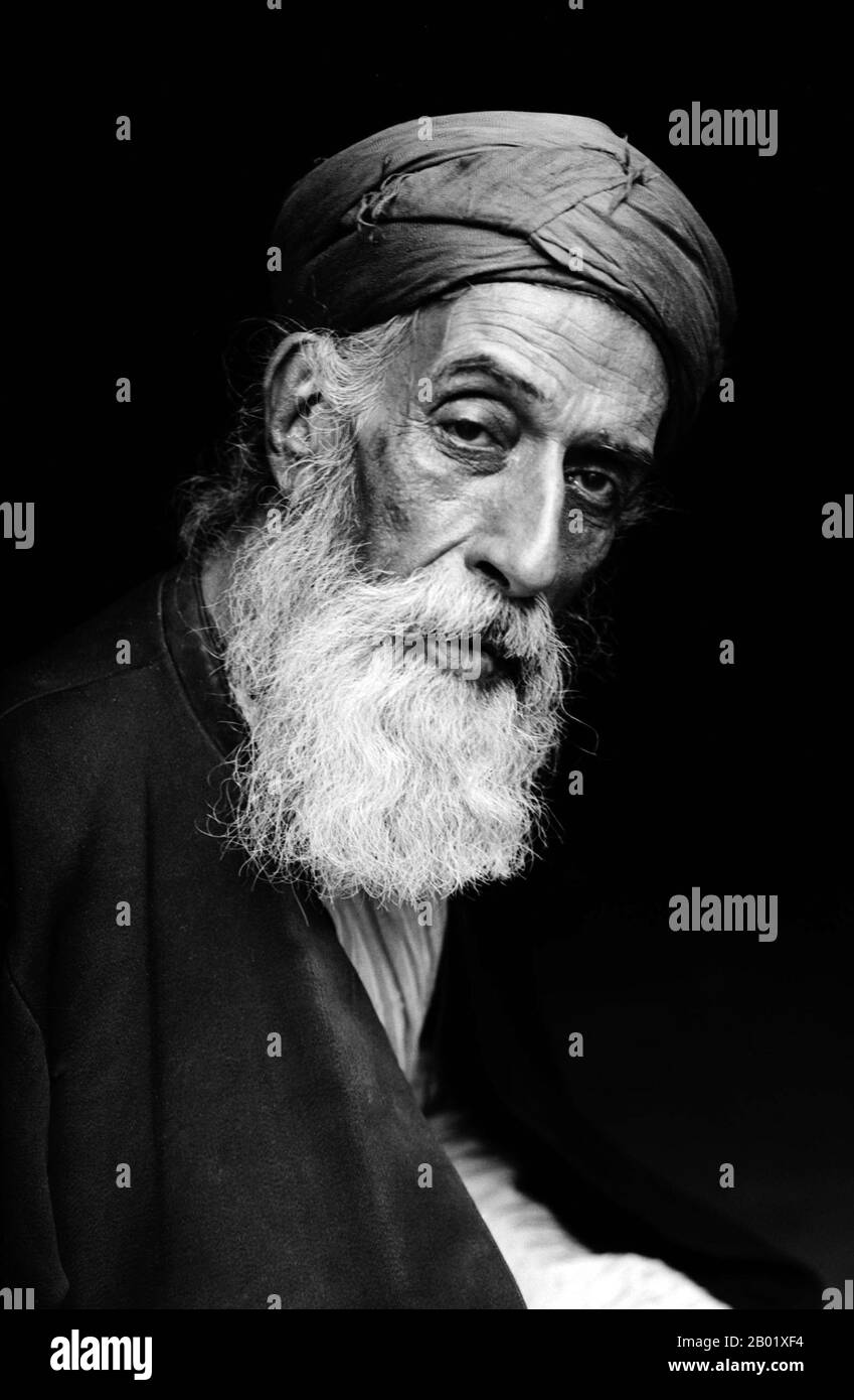 Palestine: Yaacob I ben Aaharon ben Shalma (1874-1916), Samaritan high priest, Nablus, c. 1905.  Palestine is a name given to the geographic region between the Mediterranean Sea and the Jordan River. The region is also known as the Land of Israel, the Holy Land and the Southern Levant.  In 1832 Palestine was conquered by Muhammad Ali's Egypt, but in 1840 Britain intervened and returned control of the Levant to the Ottomans in return for further capitulations. The end of the 19th century saw the beginning of Zionist immigration and the Revival of the Hebrew language. Stock Photo