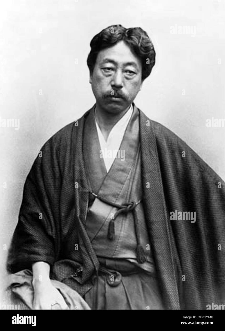 Okakura Kakuzō (岡倉 覚三, February 14, 1862 – September 2, 1913) (also known as 岡倉 天心 Okakura Tenshin) was a Japanese scholar who contributed to the development of arts in Japan. Outside of Japan, he is chiefly remembered today as the author of 'The Book of Tea'. Stock Photo