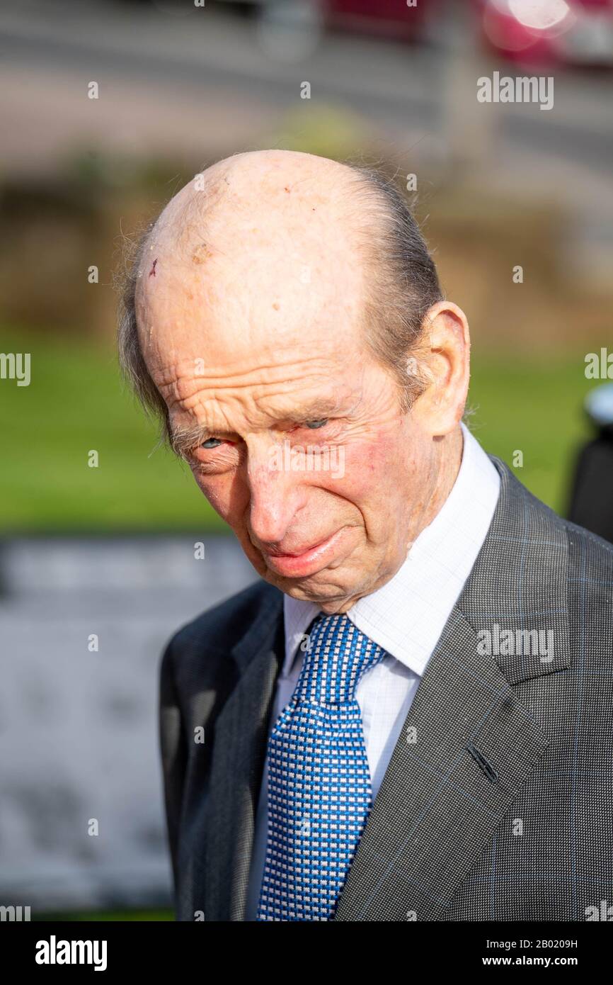 Brentwood Essex, UK. 18th Feb, 2020. HRH Prince Edward, Duke of Kent, KG, GCMG, GCVO, CD, ADC(P) arrives to open the rebuilt Town Hall at Brentwood, Essex UK Credit: Ian Davidson/Alamy Live News Stock Photo