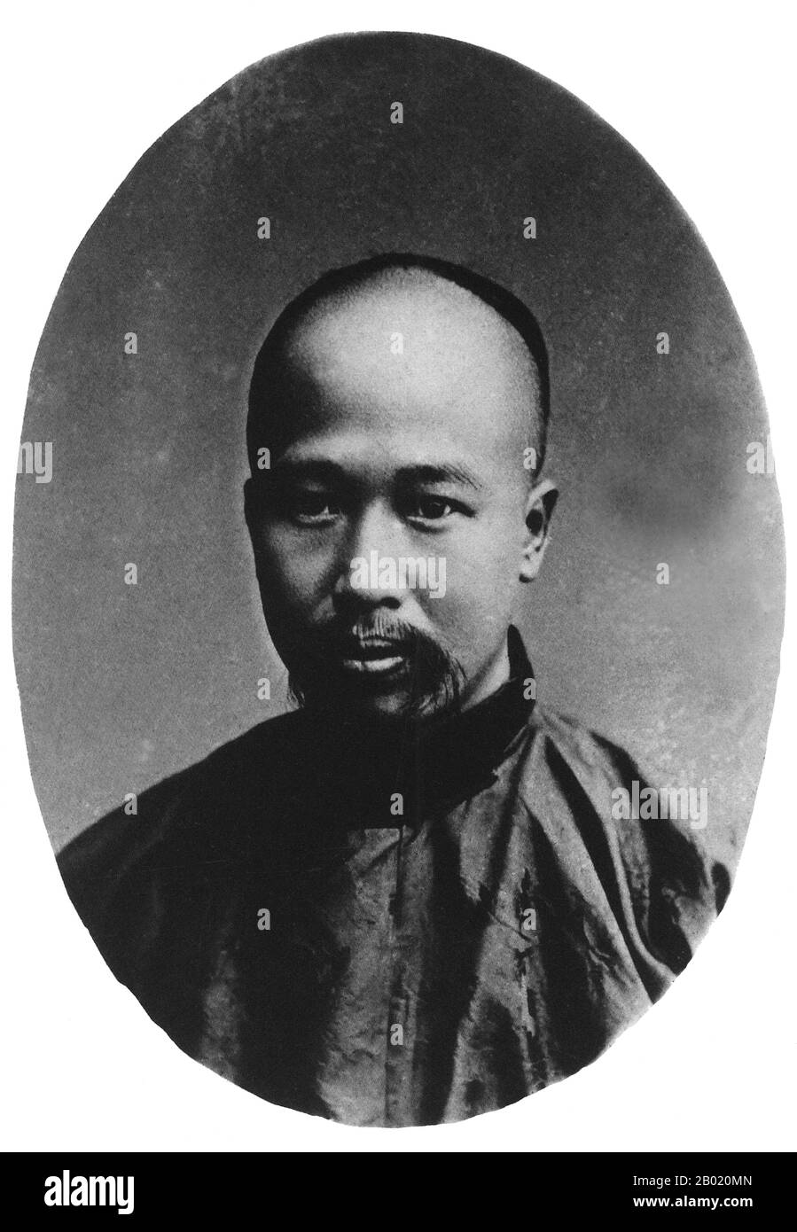Kang Youwei (simplified Chinese: 康有为; traditional Chinese: 康有為; pinyin: Kāng Yǒuwéi; Wade-Giles: K'ang Yu-wei; March 19, 1858–March 31, 1927), was a Chinese scholar, noted calligrapher and prominent political thinker and reformer of the late Qing Dynasty.  He led movements to establish a constitutional monarchy and was an ardent Chinese nationalist. His ideas inspired a reformation movement that was supported by the Guangxu Emperor but loathed by Empress Dowager Cixi. Although he continued to advocate for constitutional monarchy after the foundation of the Republic of China, Kang's political i Stock Photo