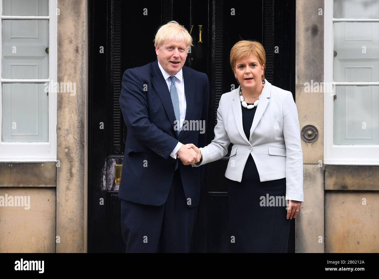 Prime Minister Boris Johnson meets First Minister Nicola Sturgeon at Bute House in Edinburgh, as part of his first visit to Scotland as the new Prime Minister.  Credit: Euan Cherry Stock Photo