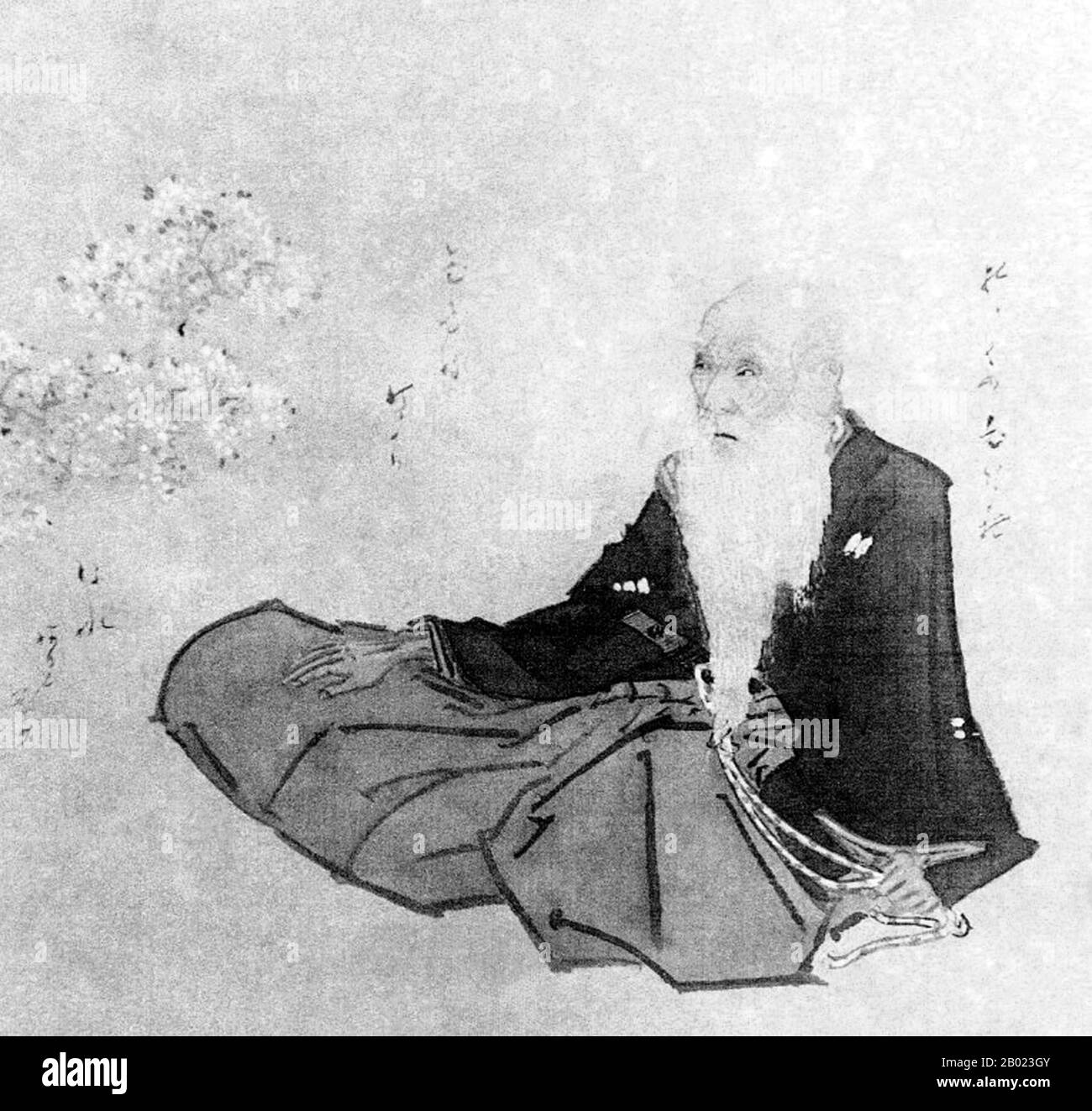 Kikuchi Yōsai (菊池 容斎, November 28, 1781 - June 16, 1878), also known as Kikuchi Takeyasu and Kawahara Ryōhei was a Japanese painter most famous for his monochrome portraits of historical figures. Stock Photo