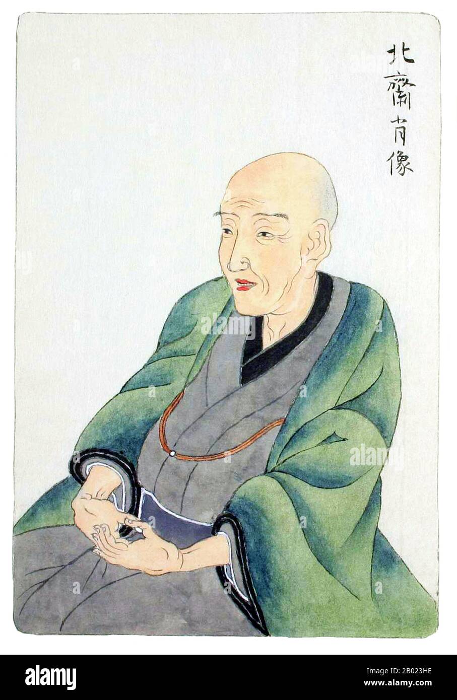 Katsushika Hokusai (葛飾 北斎, October 31, 1760 – May 10, 1849) was a Japanese artist, ukiyo-e painter and printmaker of the Edo period. He was influenced by such painters as Sesshu, and other styles of Chinese painting. Born in Edo (now Tokyo), Hokusai is best known as author of the woodblock print series Thirty-six Views of Mount Fuji (富嶽三十六景 Fugaku Sanjūroku-kei, c. 1831) which includes the internationally recognized print, The Great Wave off Kanagawa, created during the 1820s.  Hokusai created the 'Thirty-Six Views' both as a response to a domestic travel boom and as part of a personal obsessi Stock Photo