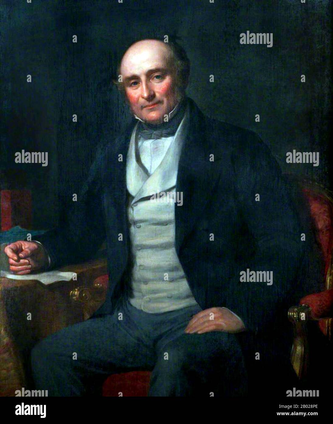 Sir James Nicolas Sutherland Matheson, 1st Baronet (17 October 1796 – 31 December 1878), born in Shiness, Lairg, Sutherland, Scotland, was the son of Captain Donald Matheson, a Scottish trader in India. He attended Edinburgh's Royal High School and the University of Edinburgh.  On 1 July 1832, Jardine, Matheson and Company, a partnership, between William Jardine, James Matheson as senior partners, and Hollingworth Magniac, Alexander Matheson, Jardine's nephew Andrew Johnstone, Matheson's nephew Hugh Matheson, John Abel Smith, and Henry Wright, as the first partners was formed in Canton, and to Stock Photo