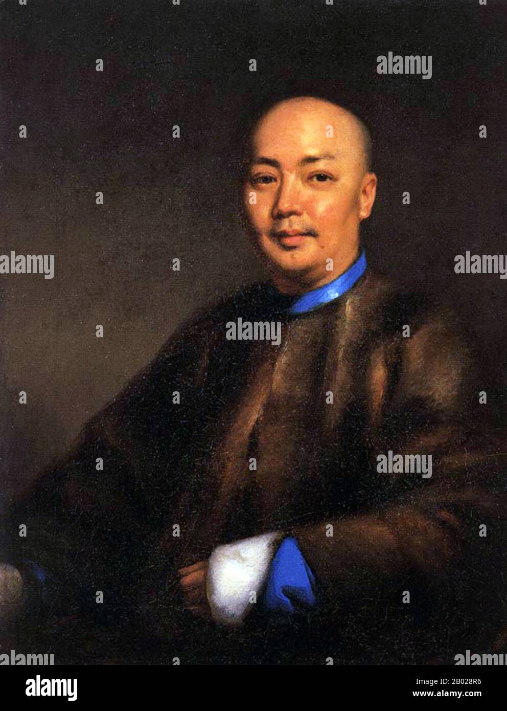 Lam Qua (Chinese: 林官; Cantonese Yale: Lam Kwan; 1801–1860), or Kwan Kiu Cheong (關喬昌), was a Chinese painter from the Canton province in Qing Dynasty China, who specialized in Western-style portraits intended largely for Western clients. Lam Qua was the first Chinese portrait painter to be exhibited in the West. He is known for his medical portraiture, and for his portraits of Western and Chinese merchants in Canton (Guangzhou) and Macau. He had a workshop in 'New China Street' among the Thirteen Factories in Canton.  In the 1820s, Lam Qua is said by some contemporaries to have studied with Geo Stock Photo