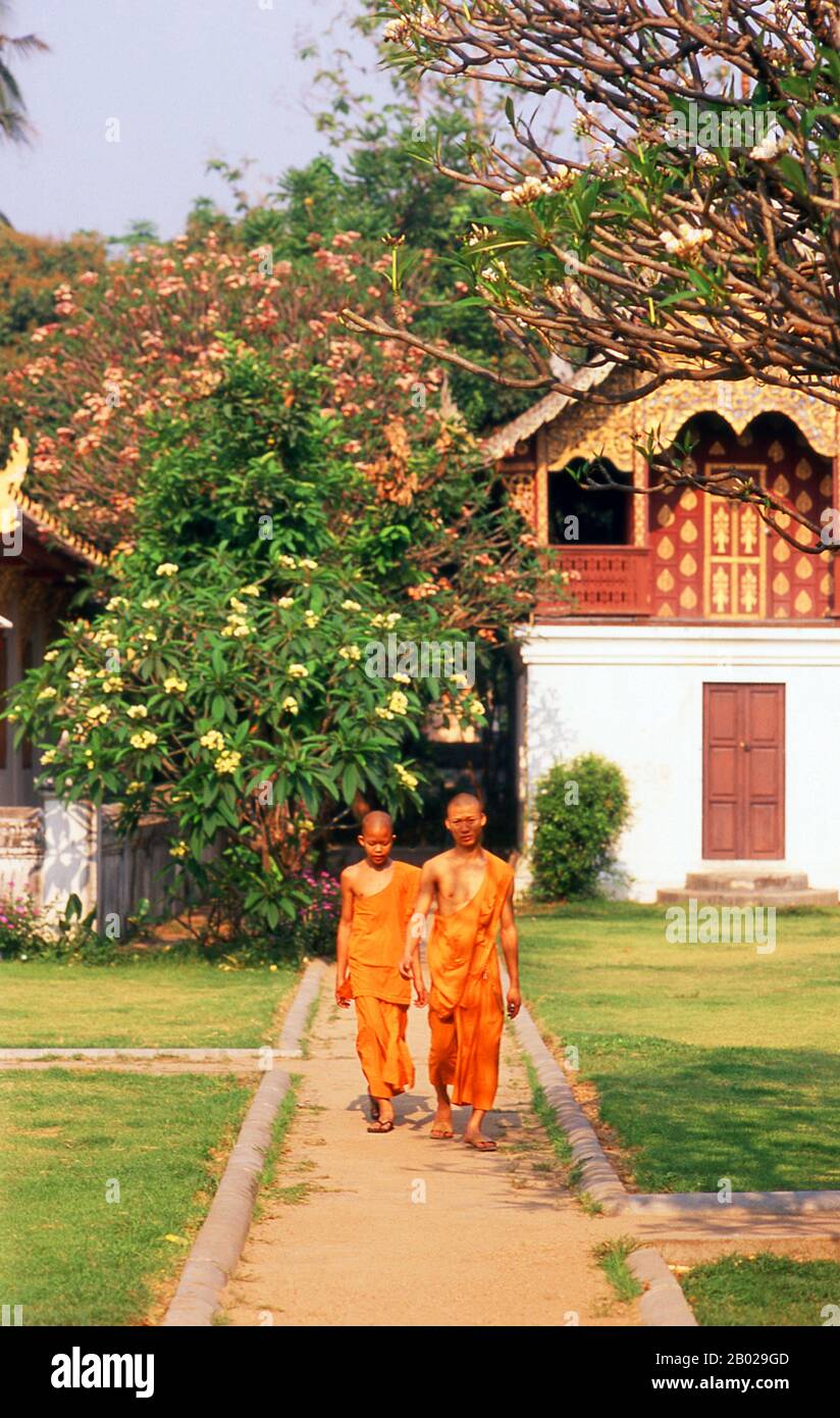 Thailand Monks In Front Of The Ho Trai library Wat Chiang Man thailand-monks-in-front-of-the-ho-trai-library-wat-chiang-man